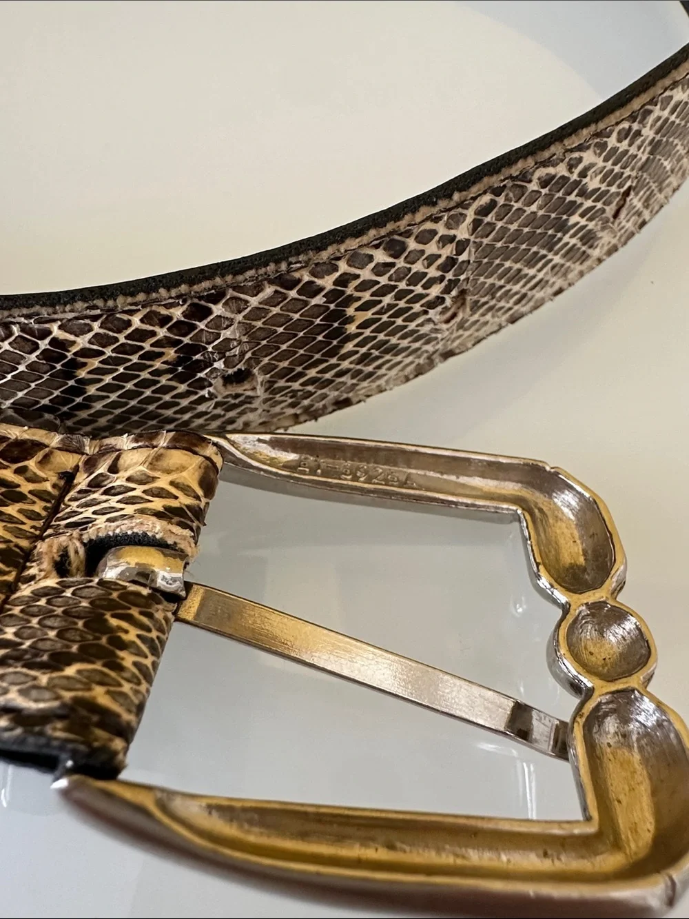 Genuine Snakeskin Leather Belt with Silver Hardware Size S/M